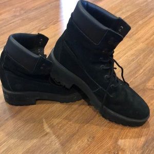 Black leather suede Timberland combat boots sz 10